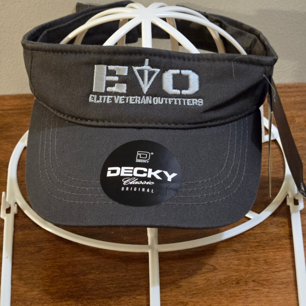 Decky Elite Veteran Outfitters EVO Visor Charcoal Gray Cotton Adjustable Hat NWT